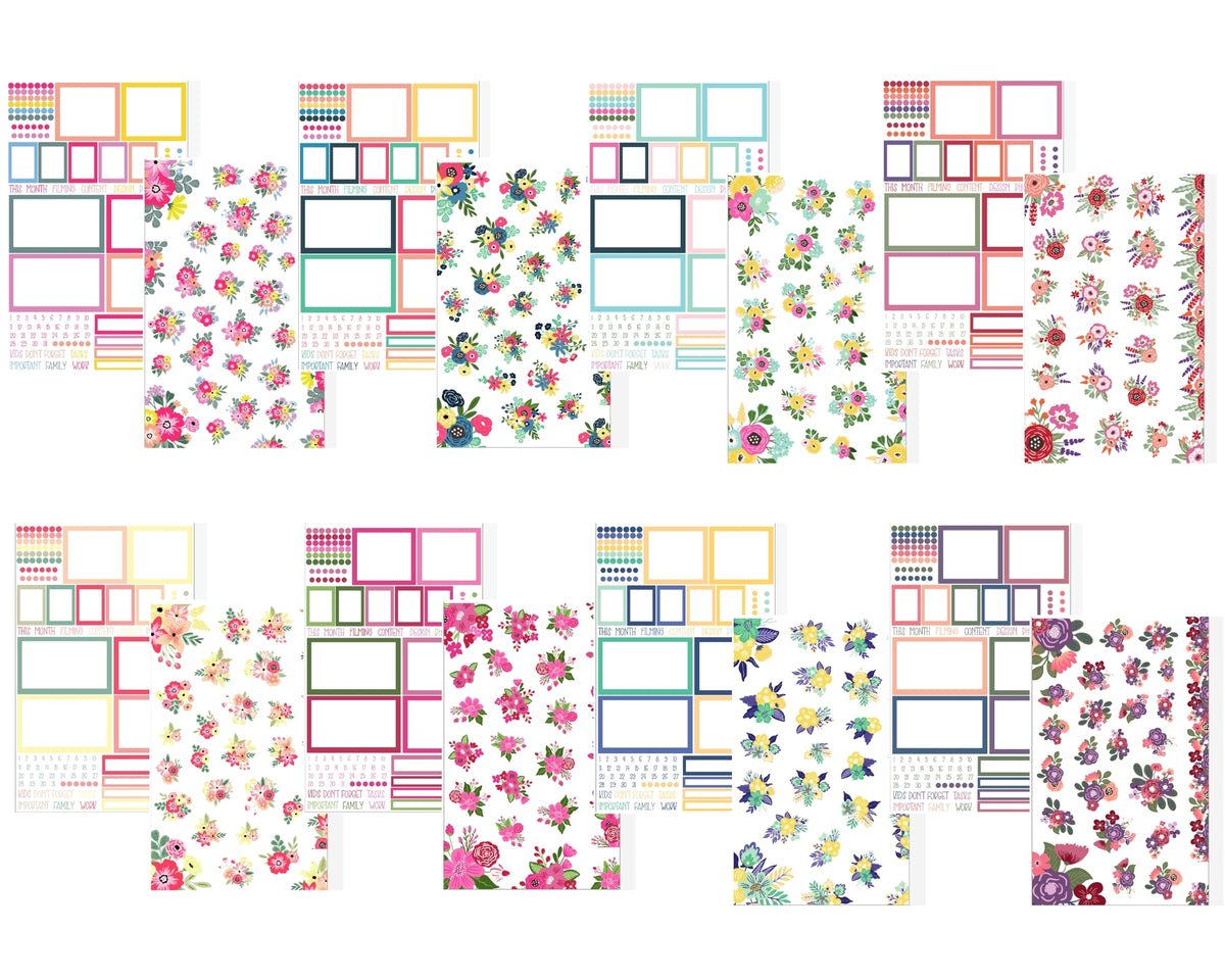 Monthly Florals Sheets Edition Sticker Book kellofaplan