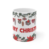 Merry Christmas Floral Ceramic Mug 11oz