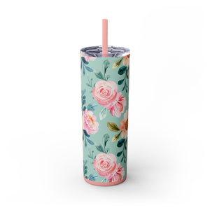 2025 Brilliant Blooms Planner Skinny Tumbler with Straw, 20oz