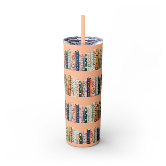 Book Stack Skinny Tumbler with Straw, 20oz