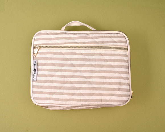 Neutral Stripes Quilted Planner Carrying Case