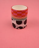 Pink, Warm Wavy, and White with Black Dot Scalloped Junk Journal Washi Tape Set